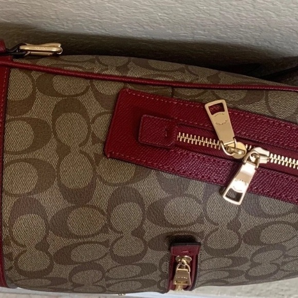 Coach Kenley Backpack in Signature Canvas Khaki / Cherry C5679 main image 6